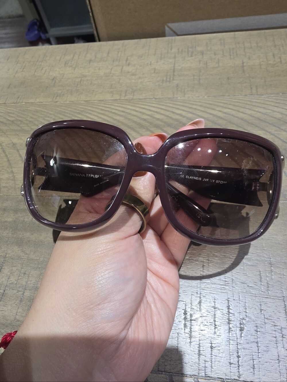 Banana Republic Elayne/S Purple & Brown Rectangular Sunglasses